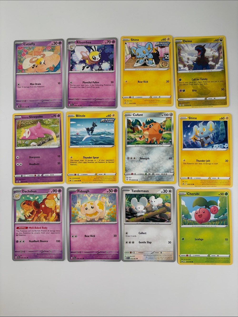💖 Cute Pokémon Card Lot | Fidough Dachsbun Cutiefly Shinx Slowpoke ✨5/$25✨